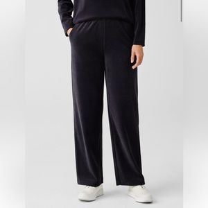 Eileen Fisher Cotton Velour Straight Pant in Black, NWT, Large